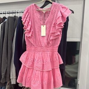 LoveShackFancy Pink Ruffled Dress